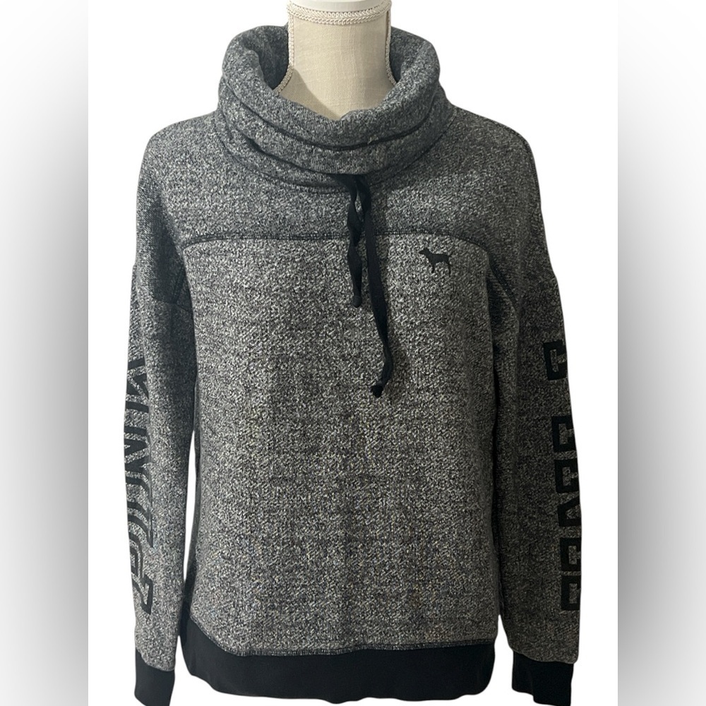 Victoria's Secret Gray Cowl Neck Sweater with Black Details-Sz/XS